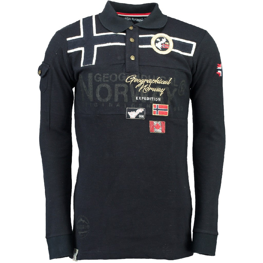 Polo De Manga Larga De Hombre Karadock Azul Marino